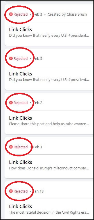 Facebook blocked five posts in a row in January 2020. All of them were respectable essays about American history written by trusted experts.
