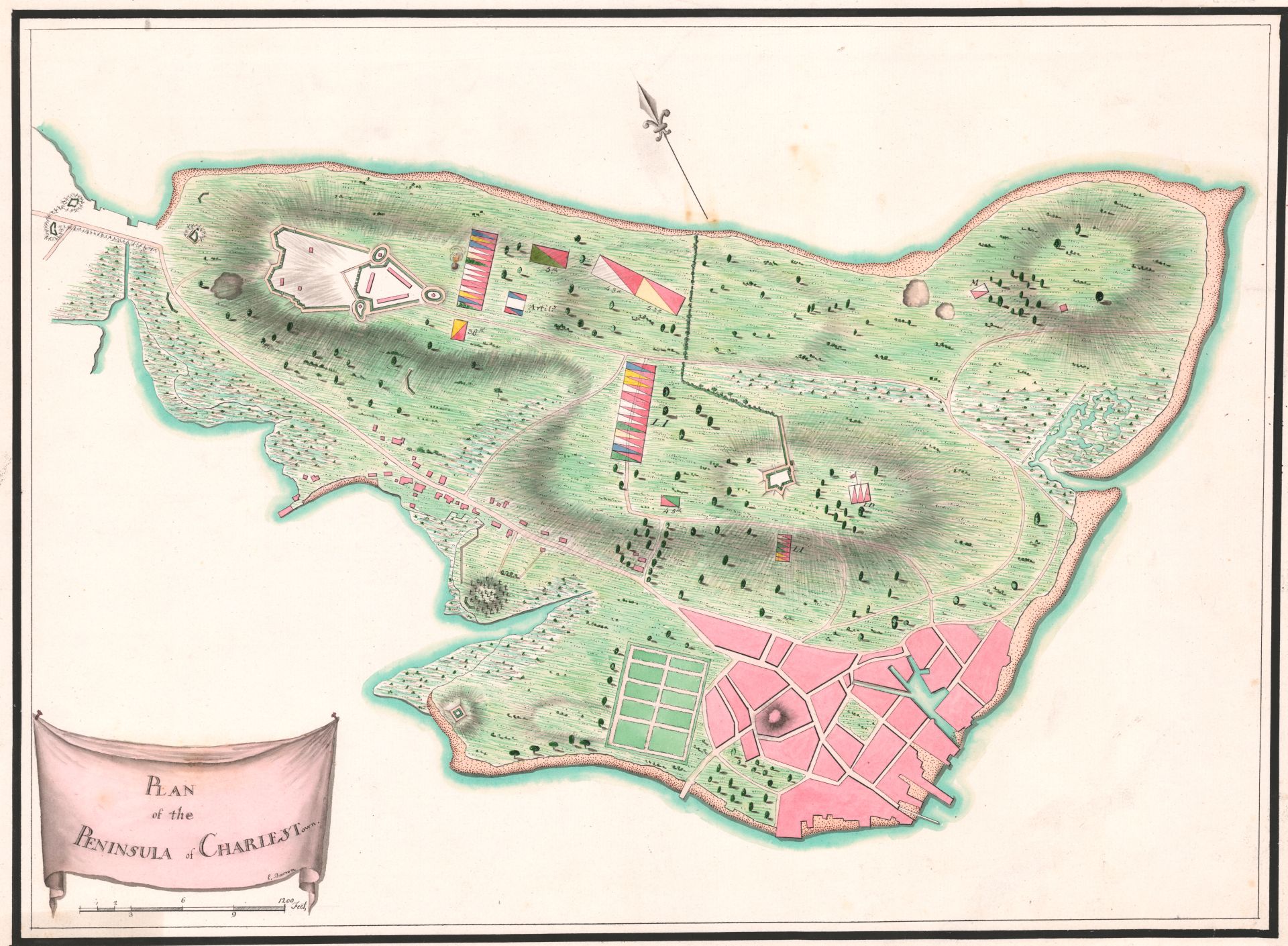 Charleston Neck with fortifications