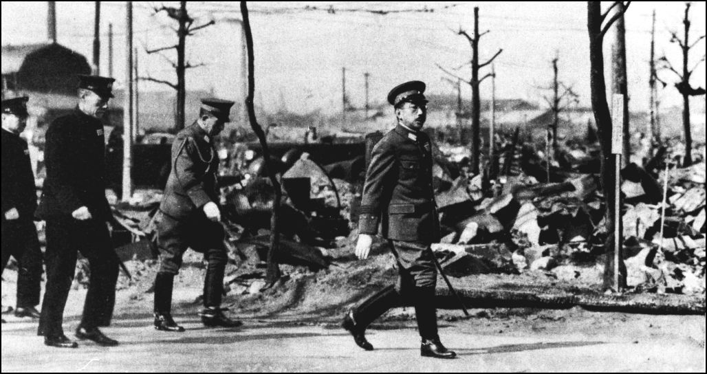 Emperor Hirohito personally toured the horrific damage after the firebombing of Tokyo. 