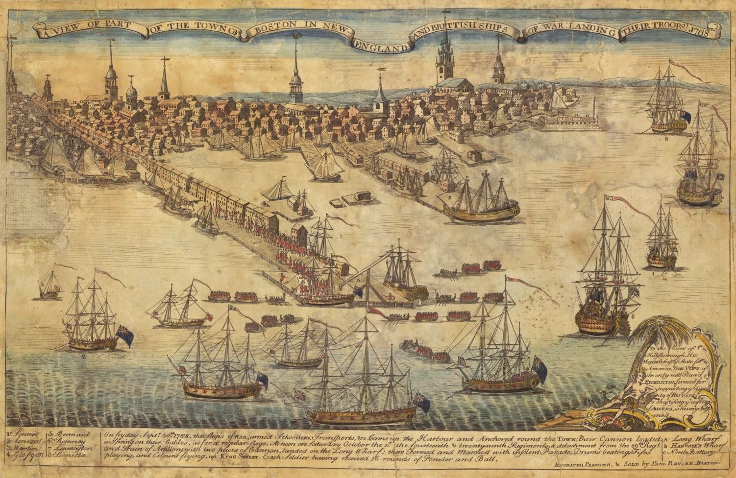 Revere engraving of British landing in Boston