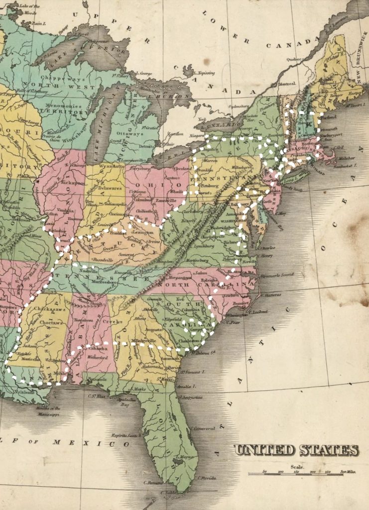 map of Lafayette's tour