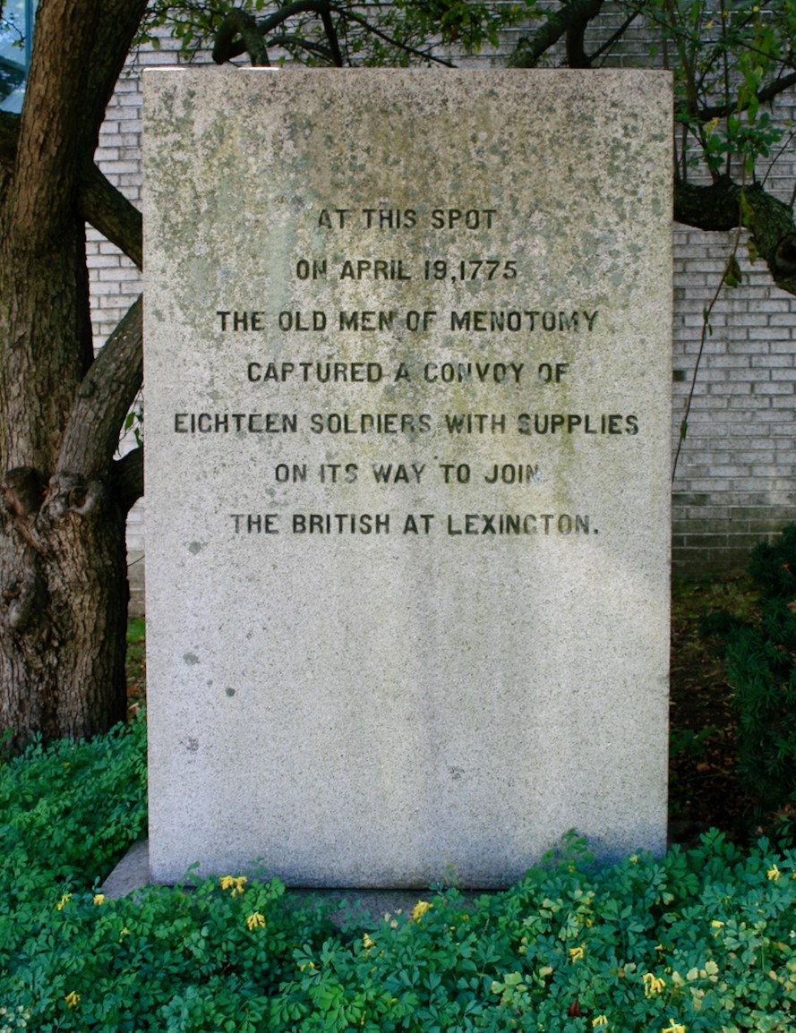 A historical marker recalls the capture of a British supply wagon by elderly veterans led by mulatto David Lamson.
