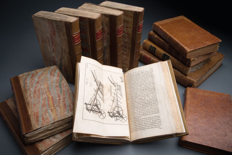 During his lifetime, ashington amassed a library  of over 900 books, plus many pamphlets and other publications. The library included books on agriculture, the military, history, politics, philosophy, and travel, as well as literature, plays, reference works, and books in foreign languages. Courtesy Mount Vernon.